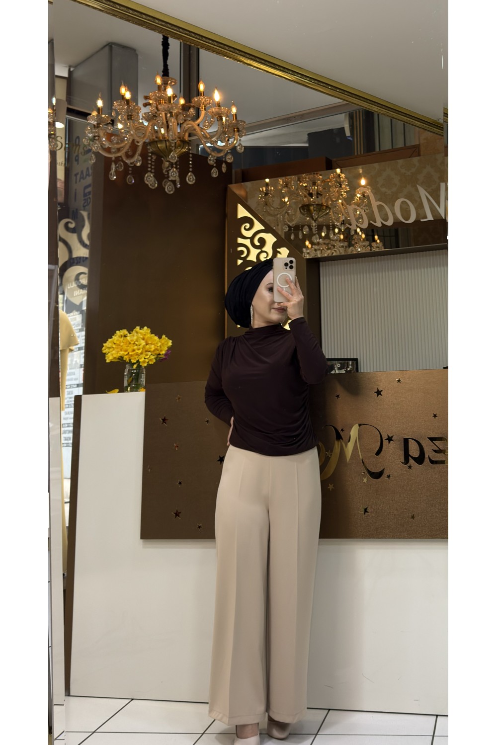 Sentez Arkası Lastikli Kısa Geniş Paça Pant. 5386